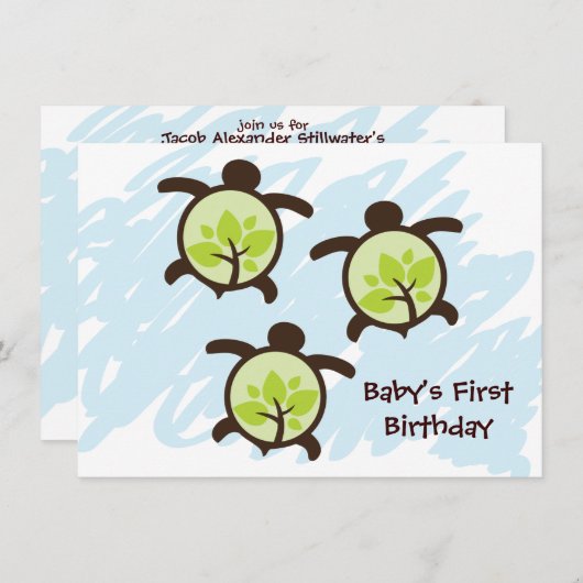 Aangepaste uitnodigingen van Turtle Organic Planet (Voorkant / Achterkant)