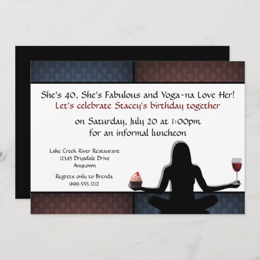 Aangepaste uitnodigingen van Yoga Party (Voorkant / Achterkant)