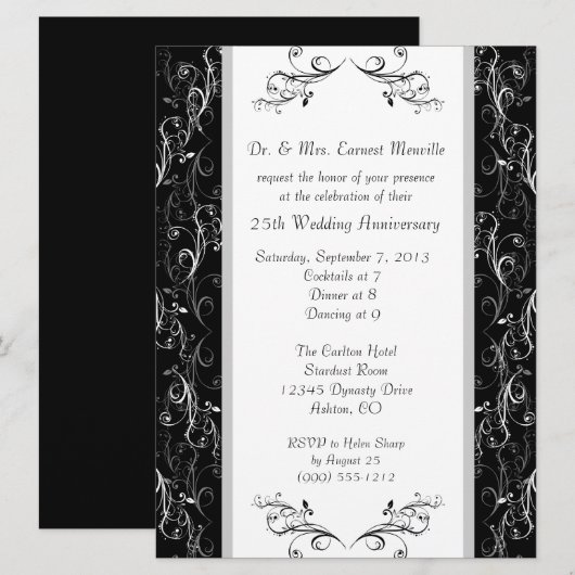 Aangepaste uitnodigingen voor 25-jarig jubileum (Voorkant / Achterkant)