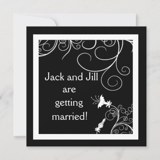 Aangepaste uitnodigingen voor B & W met Art Deco D (Voorkant)