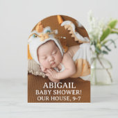 Aangepaste uitnodigingen voor baby shower met teks (Staand voorkant)