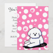 Aangepaste uitnodigingen voor Bichon Frise (Voorkant / Achterkant)