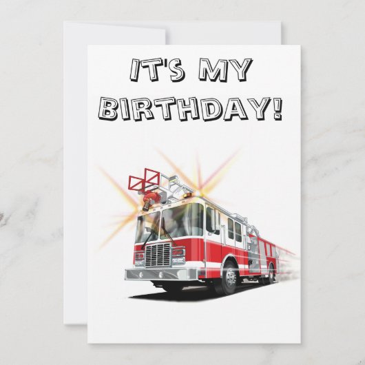 Aangepaste uitnodigingen voor Big Red Fire Truck (Voorkant)