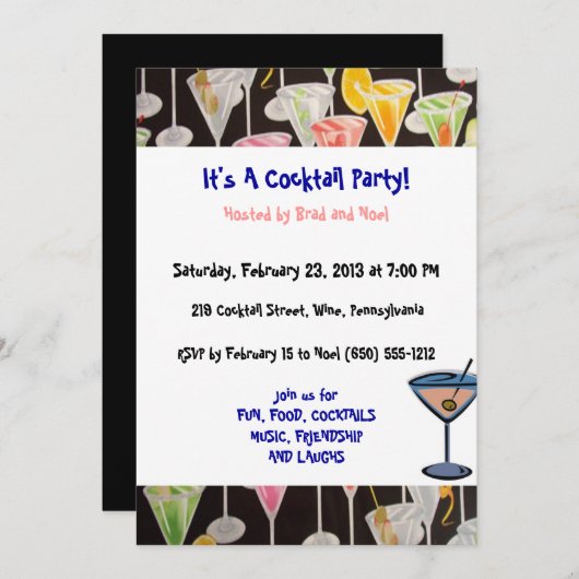 Aangepaste uitnodigingen voor cocktail Party (Voorkant / Achterkant)