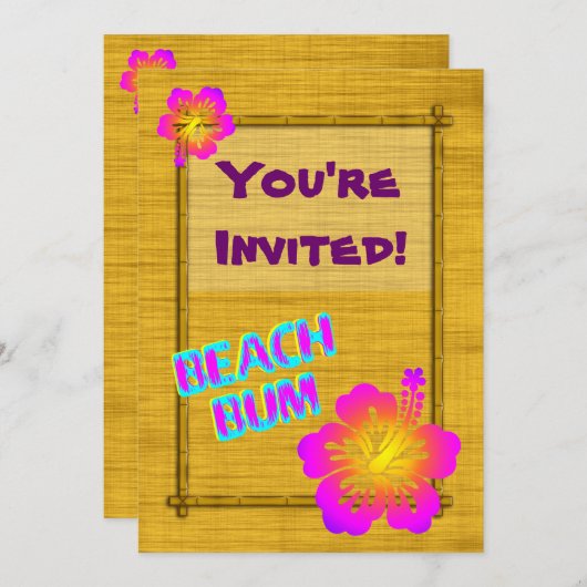 Aangepaste uitnodigingen voor elke partij Hibiscus (Voorkant / Achterkant)