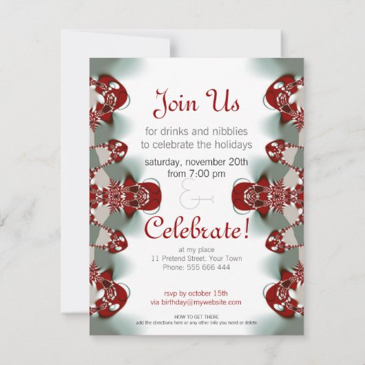 Aangepaste uitnodigingen voor feestelijke feestdag (Achterkant)