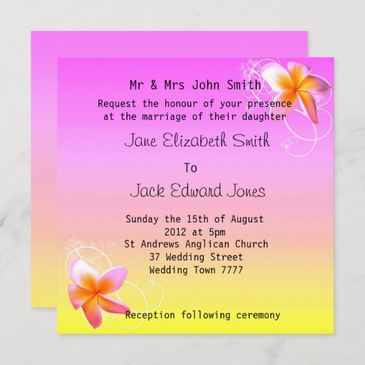 Aangepaste uitnodigingen voor feipani Beach Weddin (Voorkant / Achterkant)