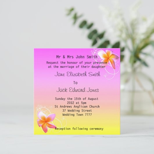 Aangepaste uitnodigingen voor feipani Beach Weddin (Staand voorkant)