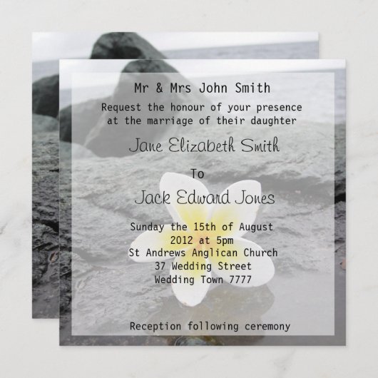 Aangepaste uitnodigingen voor feipani Beach Weddin (Voorkant / Achterkant)