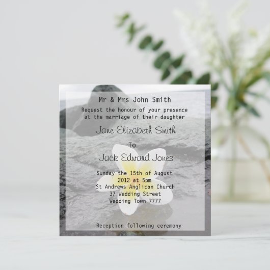 Aangepaste uitnodigingen voor feipani Beach Weddin (Staand voorkant)