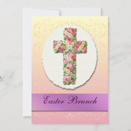 Aangepaste uitnodigingen voor Floral Cross Easter  (Voorkant)