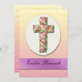 Aangepaste uitnodigingen voor Floral Cross Easter  (Voorkant / Achterkant)