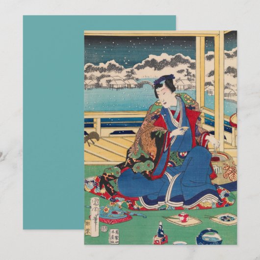 Aangepaste uitnodigingen voor Japanse kunst (Voorkant / Achterkant)