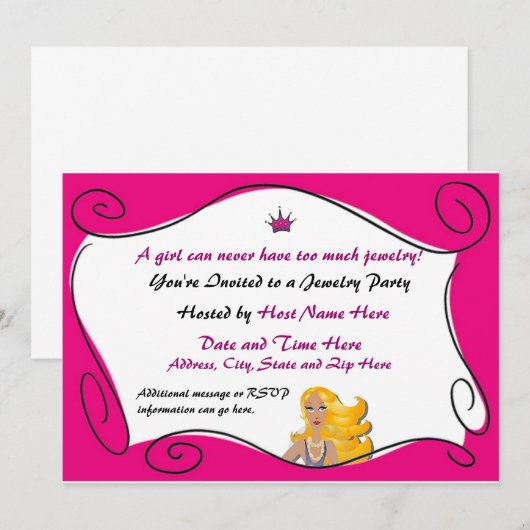 Aangepaste uitnodigingen voor juwelen (Voorkant / Achterkant)