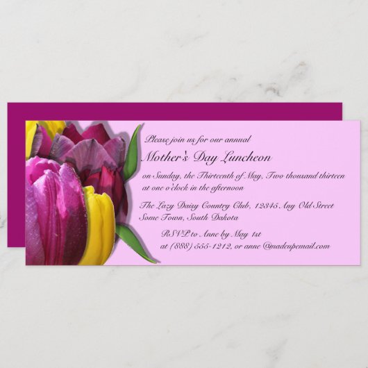 Aangepaste uitnodigingen voor moederdag Luncheon (Voorkant / Achterkant)