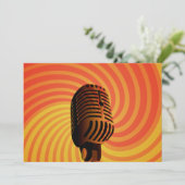 Aangepaste uitnodigingen voor Retro Microfoon (Staand voorkant)