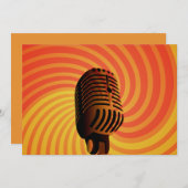 Aangepaste uitnodigingen voor Retro Microfoon (Voorkant / Achterkant)
