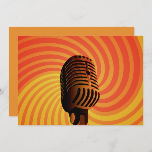 Aangepaste uitnodigingen voor Retro Microfoon (Voorkant / Achterkant)