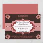 Aangepaste uitnodigingen voor roze en bruine dames (Voorkant / Achterkant)