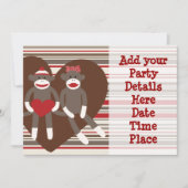 Aangepaste uitnodigingen voor Sock Monkey-feestjes (Voorkant)