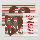 Aangepaste uitnodigingen voor Sock Monkey-feestjes (Voorkant / Achterkant)