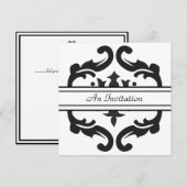 Aangepaste uitnodigingen voor stijlvolle zwarte en (Voorkant / Achterkant)