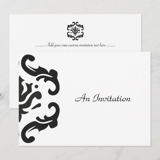 Aangepaste uitnodigingen voor stijlvolle zwarte en (Voorkant / Achterkant)