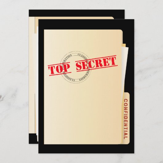 Aangepaste uitnodigingen voor topgeheime verrassin (Voorkant / Achterkant)