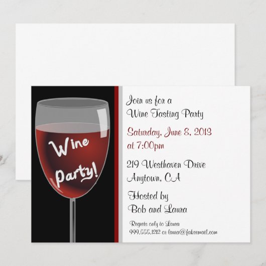 Aangepaste uitnodigingen voor wijnpartijen (Voorkant / Achterkant)