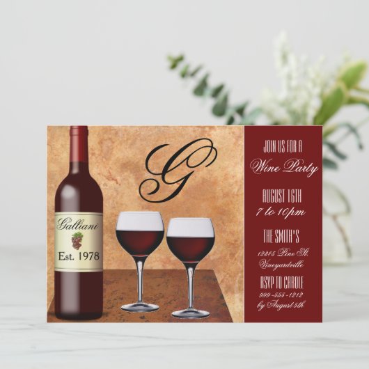 Aangepaste uitnodigingen voor wijnpartijen (Staand voorkant)