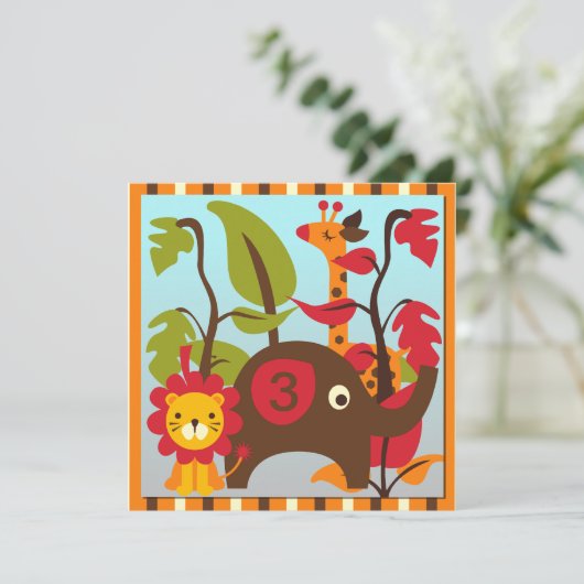 Aangepaste uitnodigingen voor Wild Animal Safari (Staand voorkant)