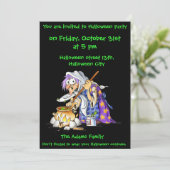 Aangepaste uitnodigingen voor zwarte halloween-fee (Staand voorkant)