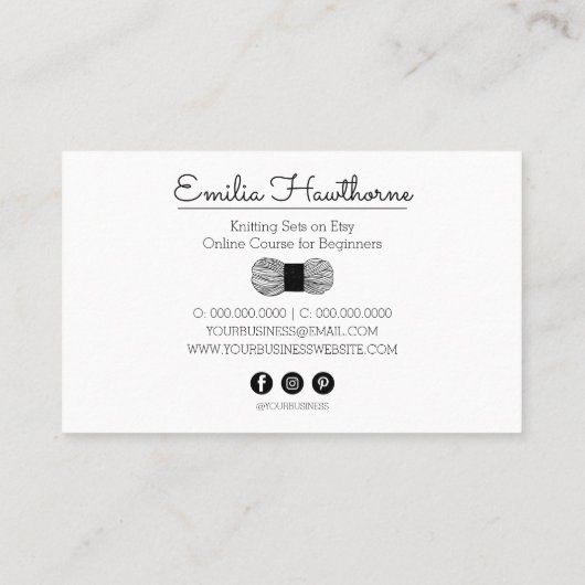 Aangepaste uitrol van Crochet Small Business Shop Visitekaartje (Achterkant)