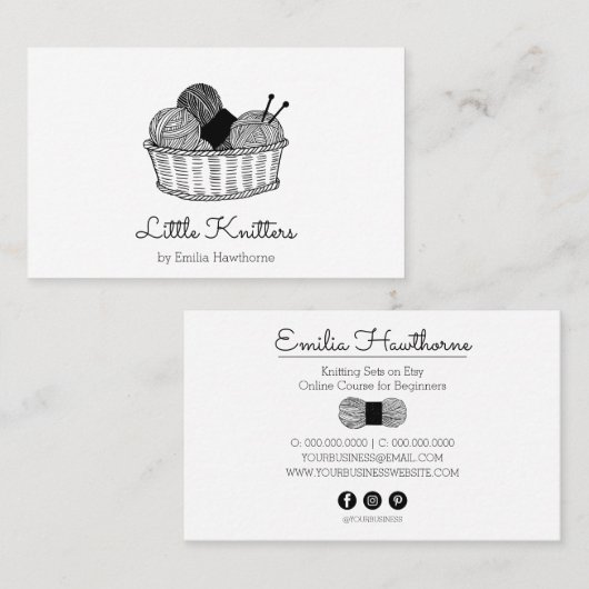 Aangepaste uitrol van Crochet Small Business Shop Visitekaartje (Voorkant / Achterkant)