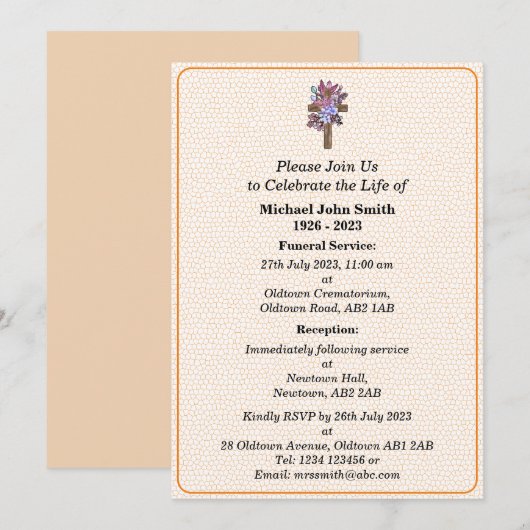Aangepaste uitvaart Bloemen Cross Ceremonie uitnod Kaart (Voorkant / Achterkant)