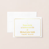 Aangepaste Uitvaart Gouden Folie Cross Ceremonie U Folie Kaarten (Voorkant met envelop)