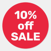 Aangepaste UITVERKOOP STICKER 10% KORTING ROOD WIT (Voorkant)