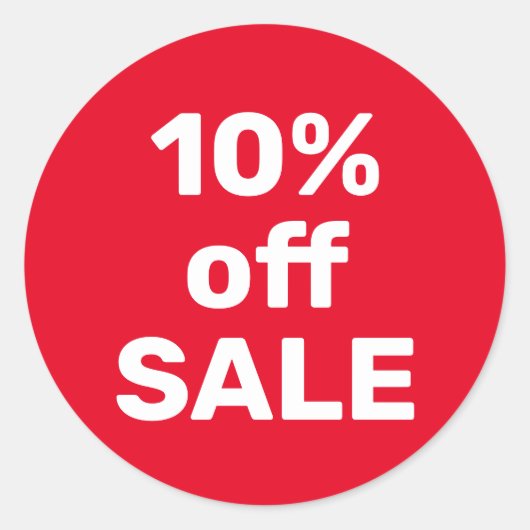 Aangepaste UITVERKOOP STICKER 10% KORTING ROOD WIT (Voorkant)