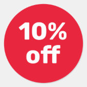 Aangepaste UITVERKOOP STICKER 10% KORTING ROOD WIT (Voorkant)