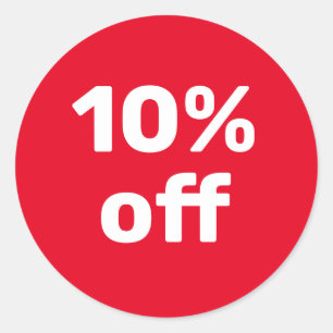 Aangepaste UITVERKOOP STICKER 10% KORTING ROOD WIT