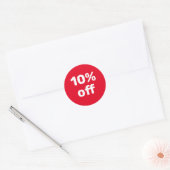 Aangepaste UITVERKOOP STICKER 10% KORTING ROOD WIT (Envelop)