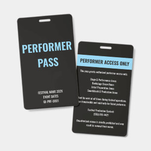 Aangepaste uitvoerende artiest toegang concert ID  Badge