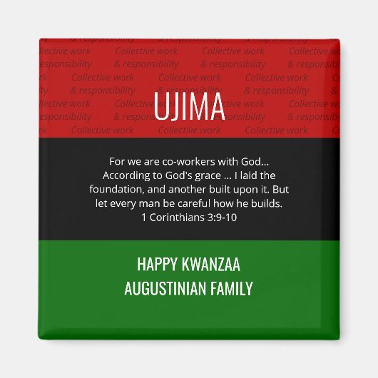 Aangepaste UJIMA Happy Kwanzaa Magneet (Voorkant)