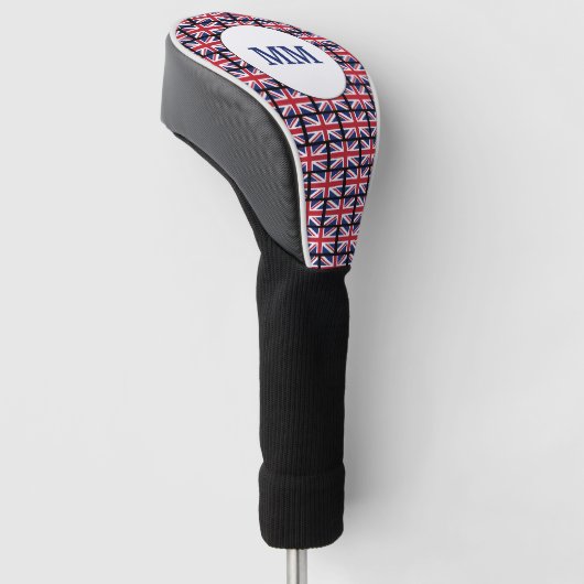 Aangepaste UK UNION JACK Monogram DRIVER Golf Head Golfheadcover (Schuin)