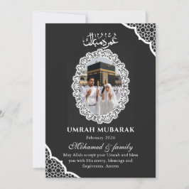 Aangepaste Umrah Mubarak Fotokaart Zwarte Kant Isl Kaart