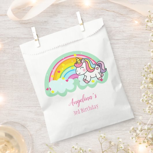 Aangepaste Unicorn Birthday Favor Bag Bedankzakje (Geknipt)