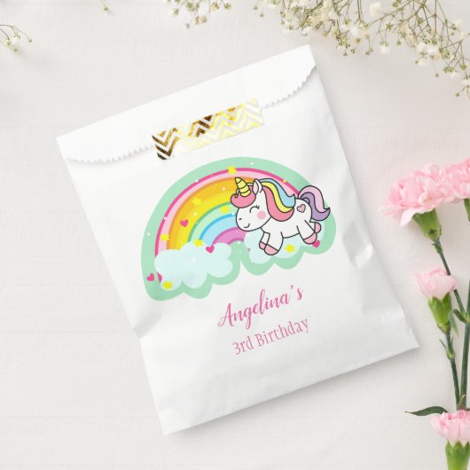Aangepaste Unicorn Birthday Favor Bag Bedankzakje (Gezegeld)