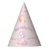 Aangepaste Unicorn Birthday Feesthoedjes (Voorkant)