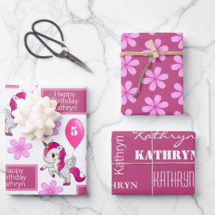 Aangepaste Unicorn Birthday Inpakpapier Vel
