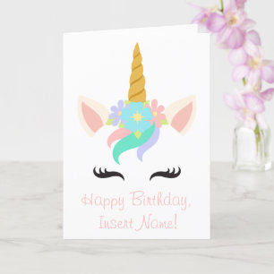 Aangepaste Unicorn Birthday-kaart Kaart